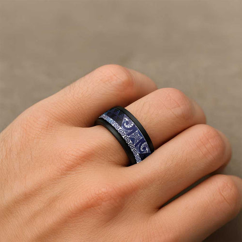 Matariki New Zealand Spinner Ring NZ Niho Taniwha Maori New Year Blue Galaxy