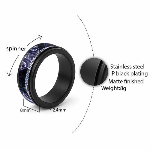 Matariki New Zealand Spinner Ring NZ Niho Taniwha Maori New Year Blue Galaxy