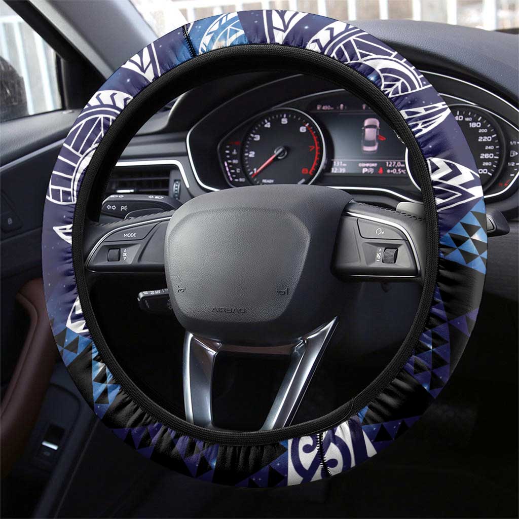 Matariki New Zealand Steering Wheel Cover NZ Niho Taniwha Maori New Year Blue Galaxy