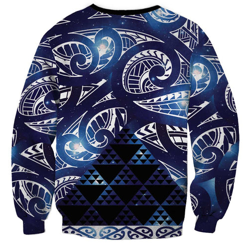 Matariki New Zealand Sweatshirt NZ Niho Taniwha Maori New Year Blue Galaxy