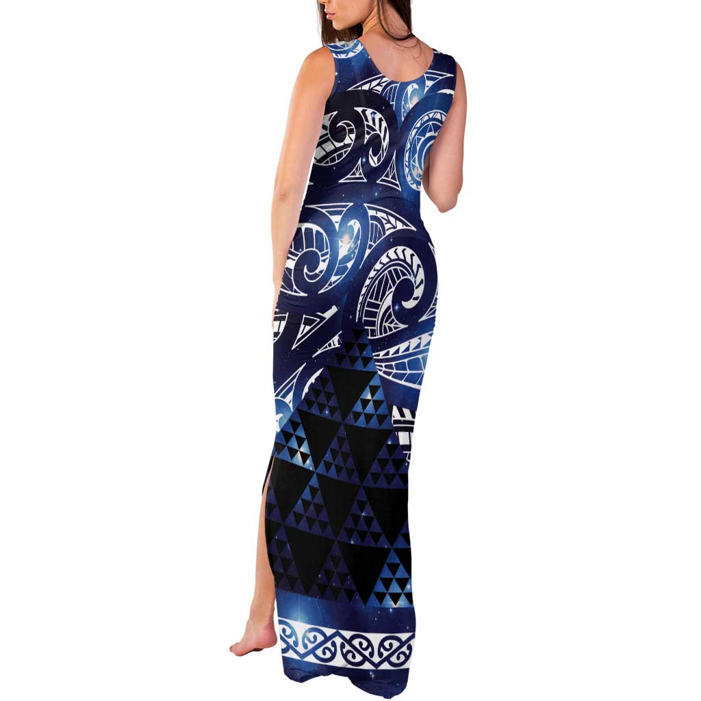 Matariki New Zealand Tank Maxi Dress NZ Niho Taniwha Maori New Year Blue Galaxy