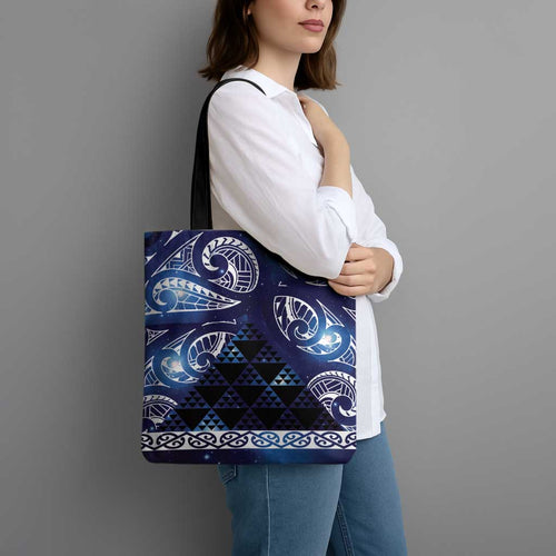Matariki New Zealand Tote Bag NZ Niho Taniwha Maori New Year Blue Galaxy