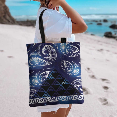 Matariki New Zealand Tote Bag NZ Niho Taniwha Maori New Year Blue Galaxy