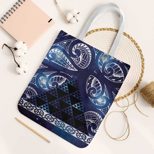 Matariki New Zealand Tote Bag NZ Niho Taniwha Maori New Year Blue Galaxy