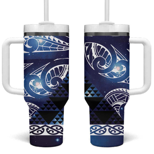 Matariki New Zealand Tumbler With Handle NZ Niho Taniwha Maori New Year Blue Galaxy