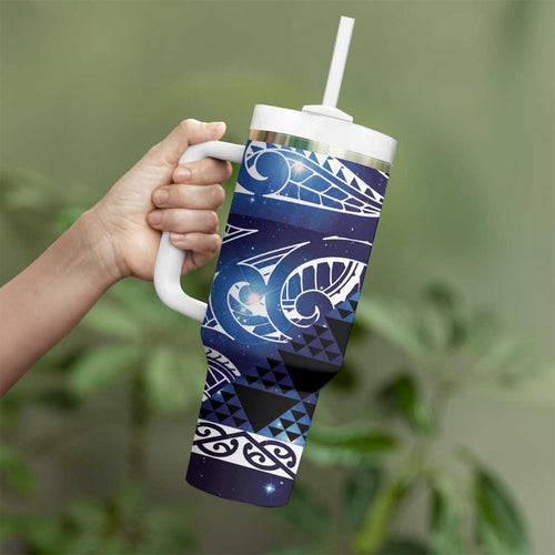 Matariki New Zealand Tumbler With Handle NZ Niho Taniwha Maori New Year Blue Galaxy