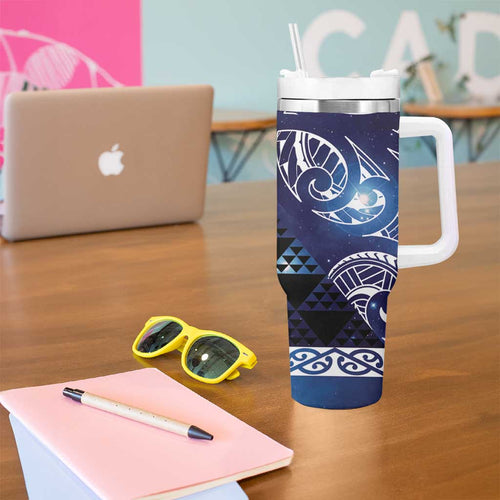 Matariki New Zealand Tumbler With Handle NZ Niho Taniwha Maori New Year Blue Galaxy