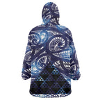 Matariki New Zealand Wearable Blanket Hoodie NZ Niho Taniwha Maori New Year Blue Galaxy