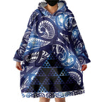Matariki New Zealand Wearable Blanket Hoodie NZ Niho Taniwha Maori New Year Blue Galaxy