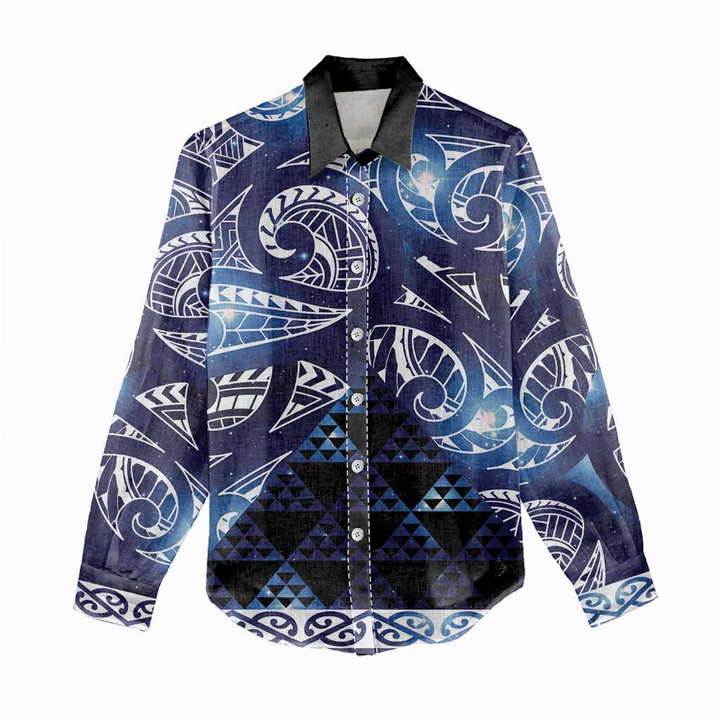 Matariki New Zealand Women Casual Shirt NZ Niho Taniwha Maori New Year Blue Galaxy