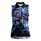 Matariki New Zealand Women Sleeveless Polo Shirt NZ Niho Taniwha Maori New Year Blue Galaxy