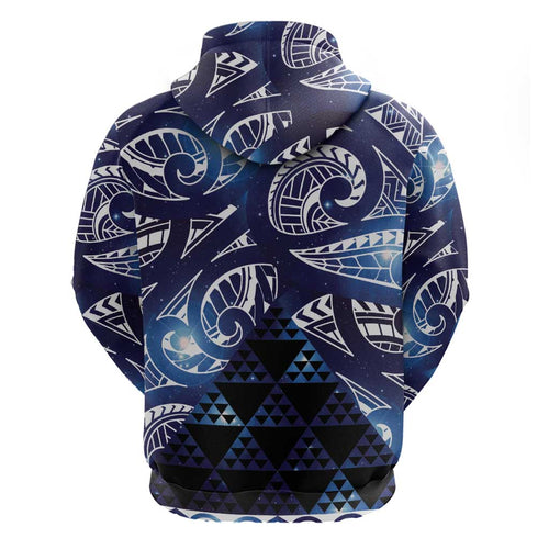 Matariki New Zealand Zip Hoodie NZ Niho Taniwha Maori New Year Blue Galaxy