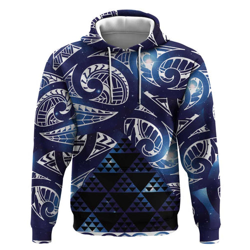 Matariki New Zealand Zip Hoodie NZ Niho Taniwha Maori New Year Blue Galaxy