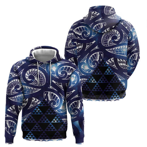 Matariki New Zealand Zip Hoodie NZ Niho Taniwha Maori New Year Blue Galaxy