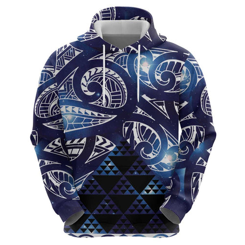 Matariki New Zealand Zip Hoodie NZ Niho Taniwha Maori New Year Blue Galaxy
