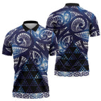 Matariki New Zealand Zipper Polo Shirt NZ Niho Taniwha Maori New Year Blue Galaxy