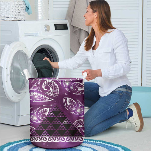 Matariki New Zealand Laundry Basket NZ Niho Taniwha Maori New Year Purple Galaxy