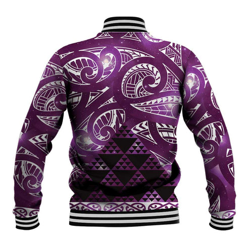 Matariki New Zealand Baseball Jacket NZ Niho Taniwha Maori New Year Purple Galaxy