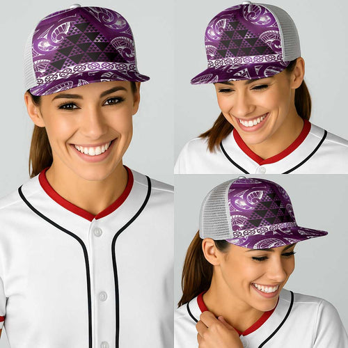 Matariki New Zealand Baseball Net Cap NZ Niho Taniwha Maori New Year Purple Galaxy