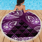 Matariki New Zealand Beach Blanket NZ Niho Taniwha Maori New Year Purple Galaxy