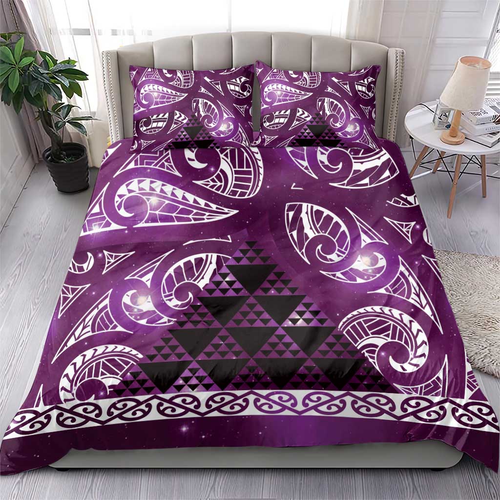 Matariki New Zealand Bedding Set NZ Niho Taniwha Maori New Year Purple Galaxy