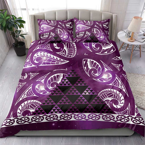 Matariki New Zealand Bedding Set NZ Niho Taniwha Maori New Year Purple Galaxy