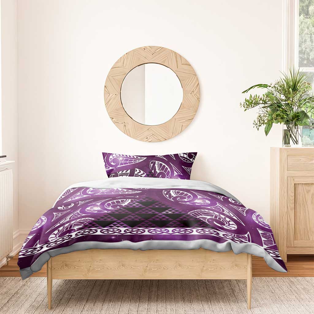 Matariki New Zealand Bedding Set NZ Niho Taniwha Maori New Year Purple Galaxy