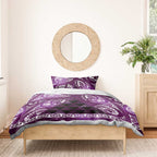 Matariki New Zealand Bedding Set NZ Niho Taniwha Maori New Year Purple Galaxy