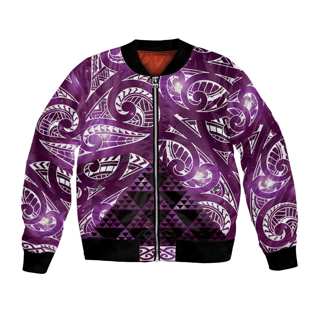 Matariki New Zealand Bomber Jacket NZ Niho Taniwha Maori New Year Purple Galaxy