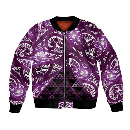 Matariki New Zealand Bomber Jacket NZ Niho Taniwha Maori New Year Purple Galaxy