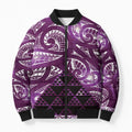 Matariki New Zealand Bomber Puffer Jacket NZ Niho Taniwha Maori New Year Purple Galaxy