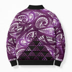 Matariki New Zealand Bomber Puffer Jacket NZ Niho Taniwha Maori New Year Purple Galaxy