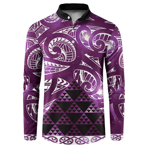 Matariki New Zealand Button Sweatshirt NZ Niho Taniwha Maori New Year Purple Galaxy