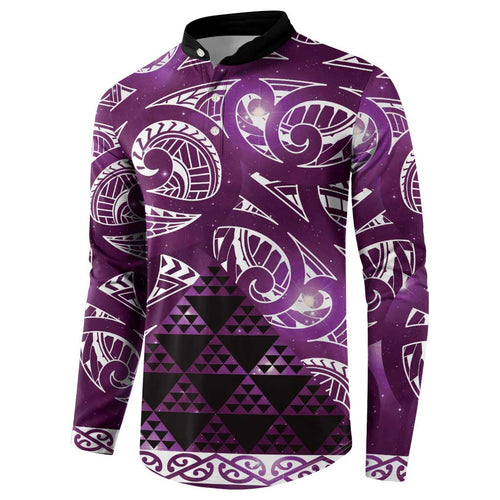 Matariki New Zealand Button Sweatshirt NZ Niho Taniwha Maori New Year Purple Galaxy
