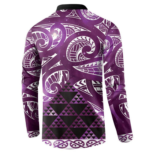 Matariki New Zealand Button Sweatshirt NZ Niho Taniwha Maori New Year Purple Galaxy