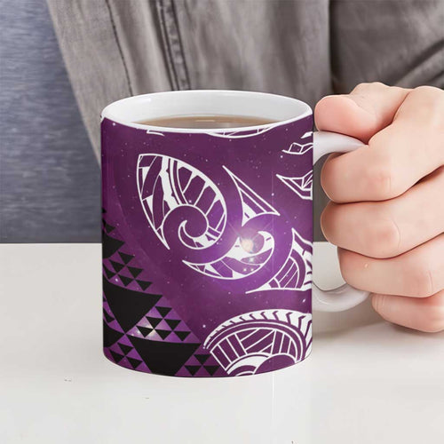 Matariki New Zealand Ceramic Mug NZ Niho Taniwha Maori New Year Purple Galaxy