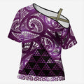 Matariki New Zealand Cross Shoulder Shirt NZ Niho Taniwha Maori New Year Purple Galaxy