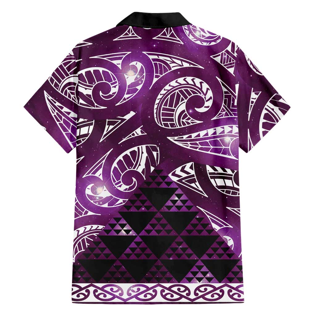 Matariki New Zealand Family Matching Puletasi and Hawaiian Shirt NZ Niho Taniwha Maori New Year Purple Galaxy