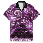 Matariki New Zealand Family Matching Short Sleeve Bodycon Dress and Hawaiian Shirt NZ Niho Taniwha Maori New Year Purple Galaxy