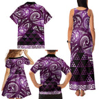 Matariki New Zealand Family Matching Tank Maxi Dress and Hawaiian Shirt NZ Niho Taniwha Maori New Year Purple Galaxy