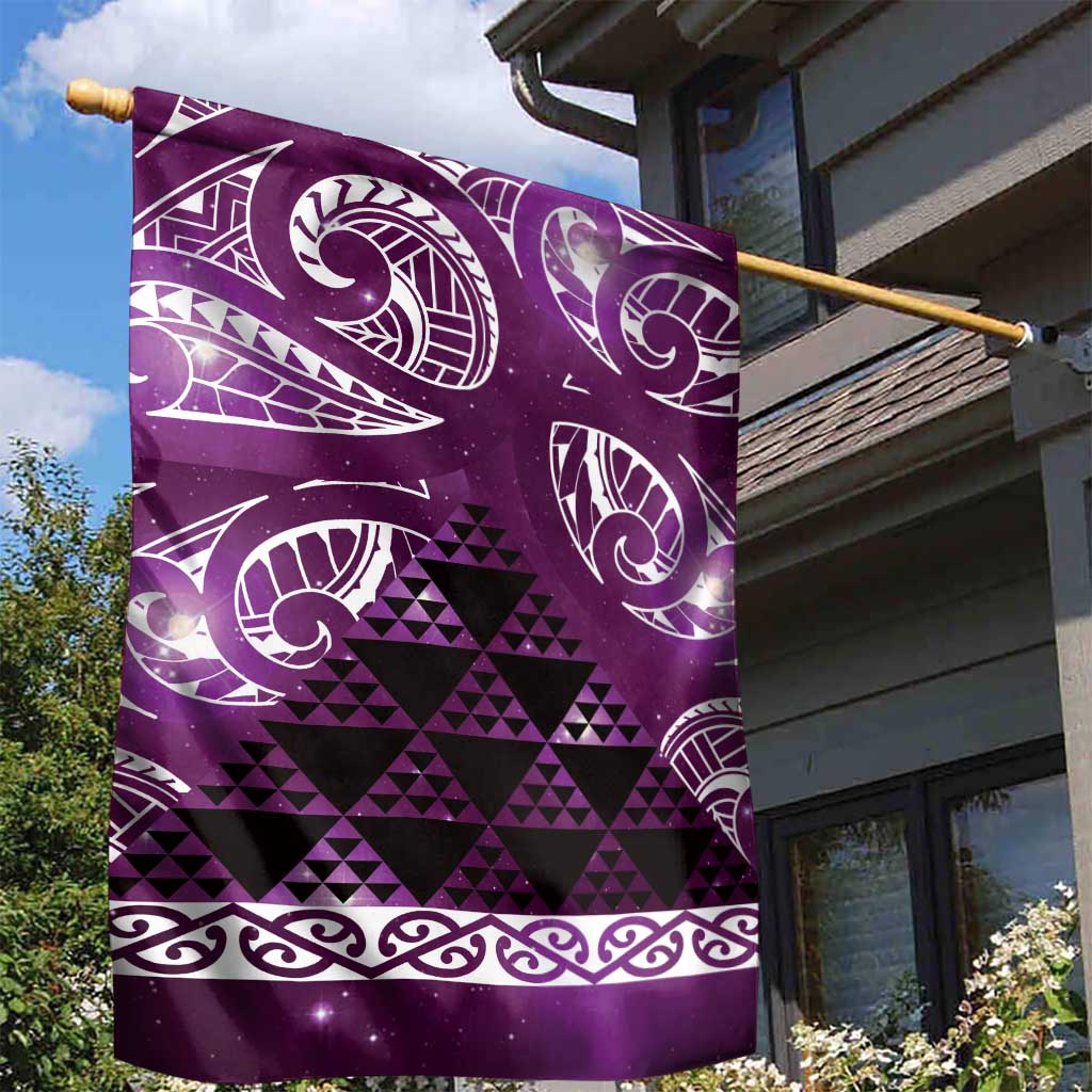 Matariki New Zealand Garden Flag NZ Niho Taniwha Maori New Year Purple Galaxy