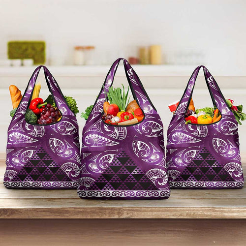 Matariki New Zealand Grocery Bag NZ Niho Taniwha Maori New Year Purple Galaxy