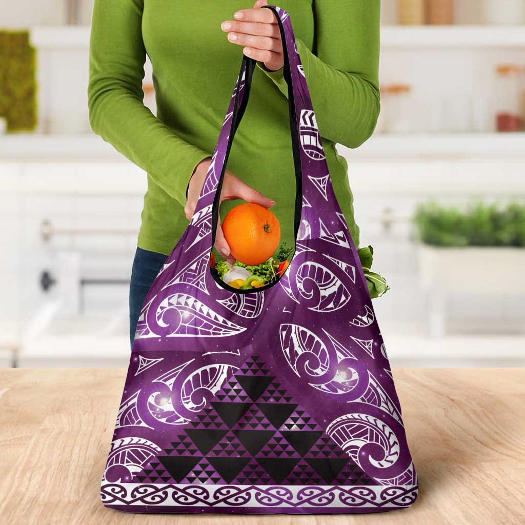 Matariki New Zealand Grocery Bag NZ Niho Taniwha Maori New Year Purple Galaxy