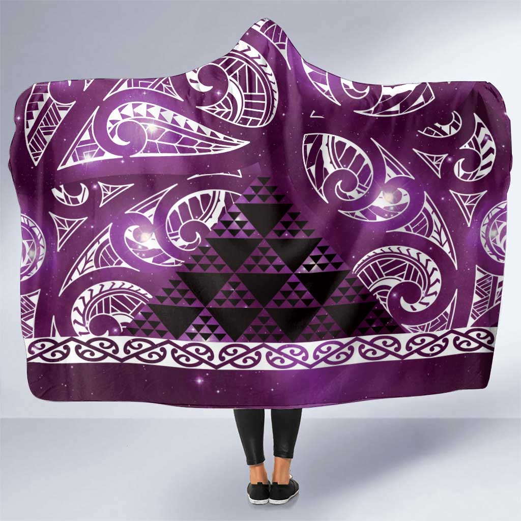 Matariki New Zealand Hooded Blanket NZ Niho Taniwha Maori New Year Purple Galaxy