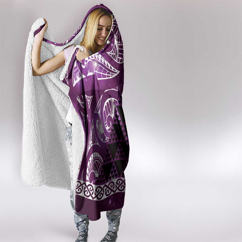 Matariki New Zealand Hooded Blanket NZ Niho Taniwha Maori New Year Purple Galaxy