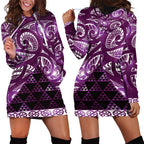 Matariki New Zealand Hoodie Dress NZ Niho Taniwha Maori New Year Purple Galaxy
