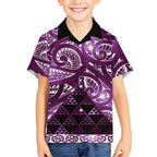 Matariki New Zealand Kid Hawaiian Shirt NZ Niho Taniwha Maori New Year Purple Galaxy
