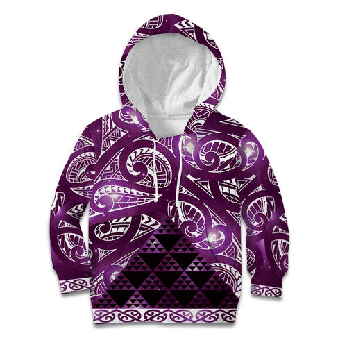 Matariki New Zealand Kid Hoodie NZ Niho Taniwha Maori New Year Purple Galaxy