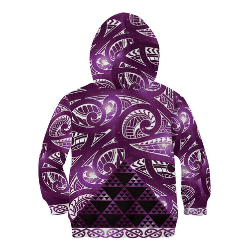 Matariki New Zealand Kid Hoodie NZ Niho Taniwha Maori New Year Purple Galaxy