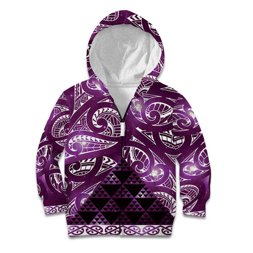 Matariki New Zealand Kid Hoodie NZ Niho Taniwha Maori New Year Purple Galaxy